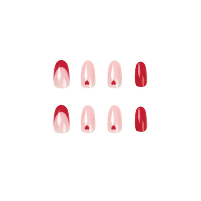 nails art Press on nails, French red edge Press on nails wholesale, red love nails wholesale nails｜365nails
