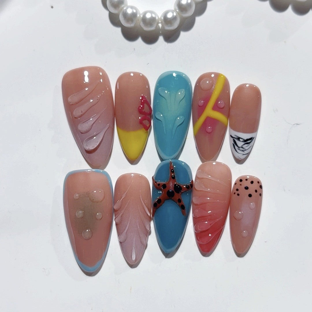 Beach Vacation Series: "Tropical Flip Flop" – Almond Handmade Press-on Nails