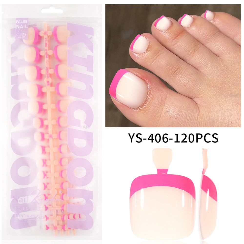 press on nails and toe advanced  French foot nail simple and seamless fuel injection full sticker 120 finished nail pads