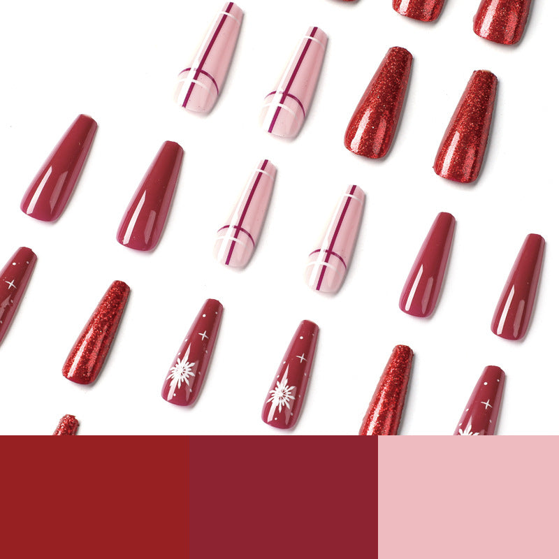 Arte de uñas con purpurina navideña, copos de nieve, pieza de uña, producto terminado, venta al por mayor, uñas postizas | 365nails