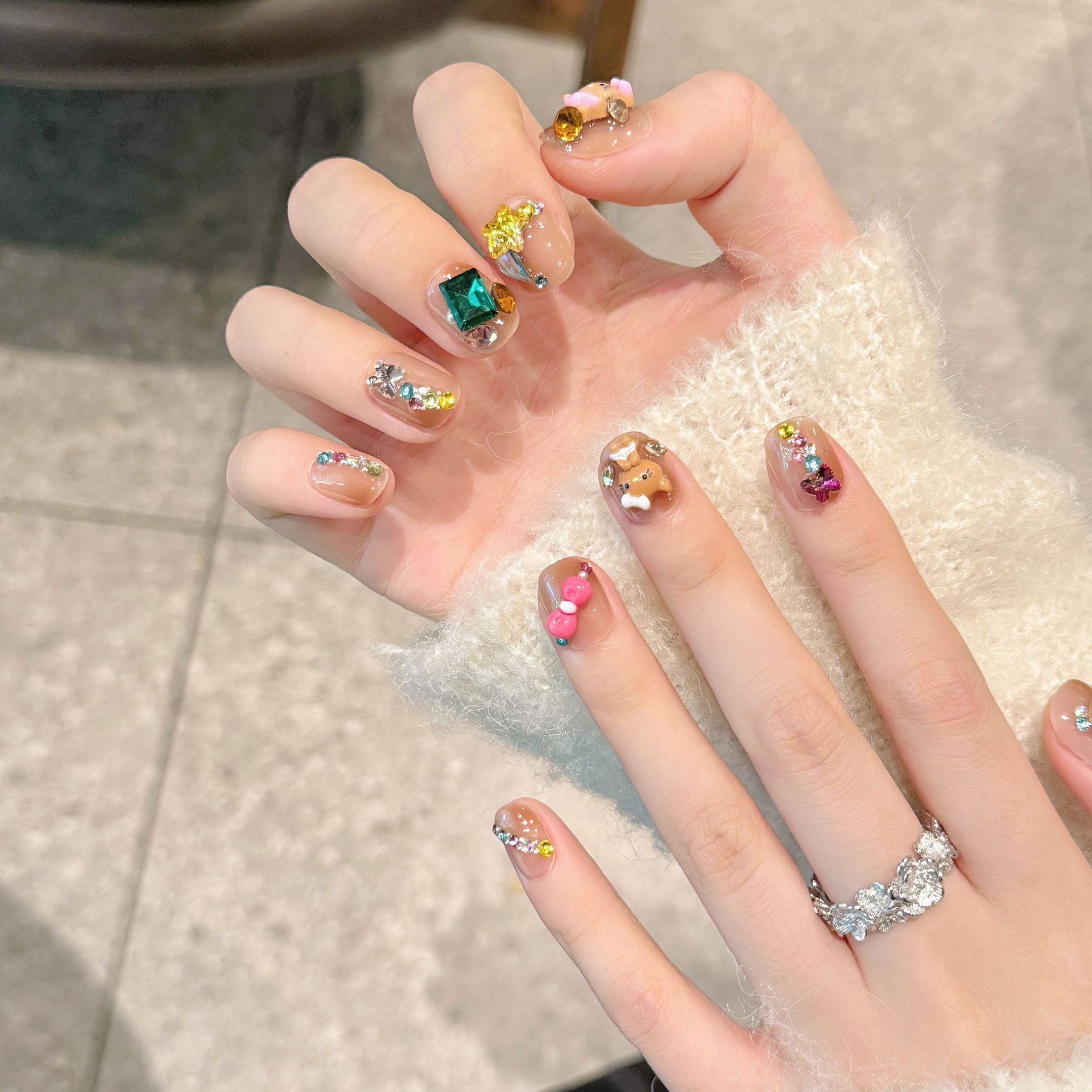 365nails: "Kitty Sparkle" – 3D Cartoon Handmade Short Square Nails