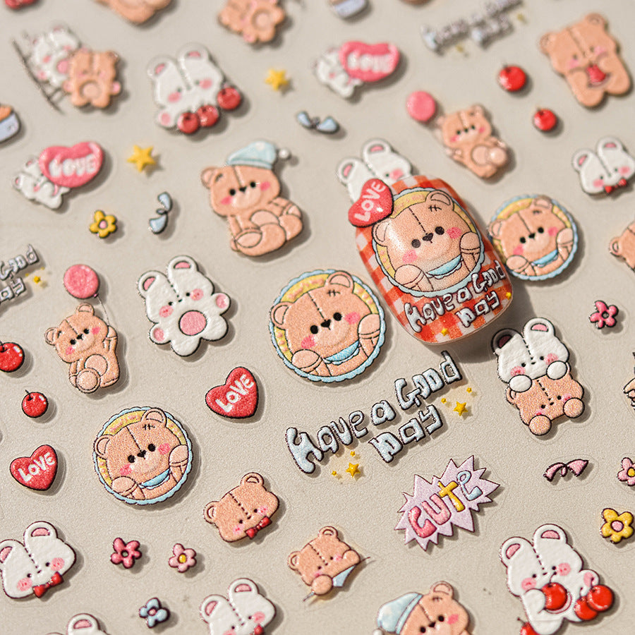 365nails: "귀여운 곰 & 토끼" – 네일 아트 스티커