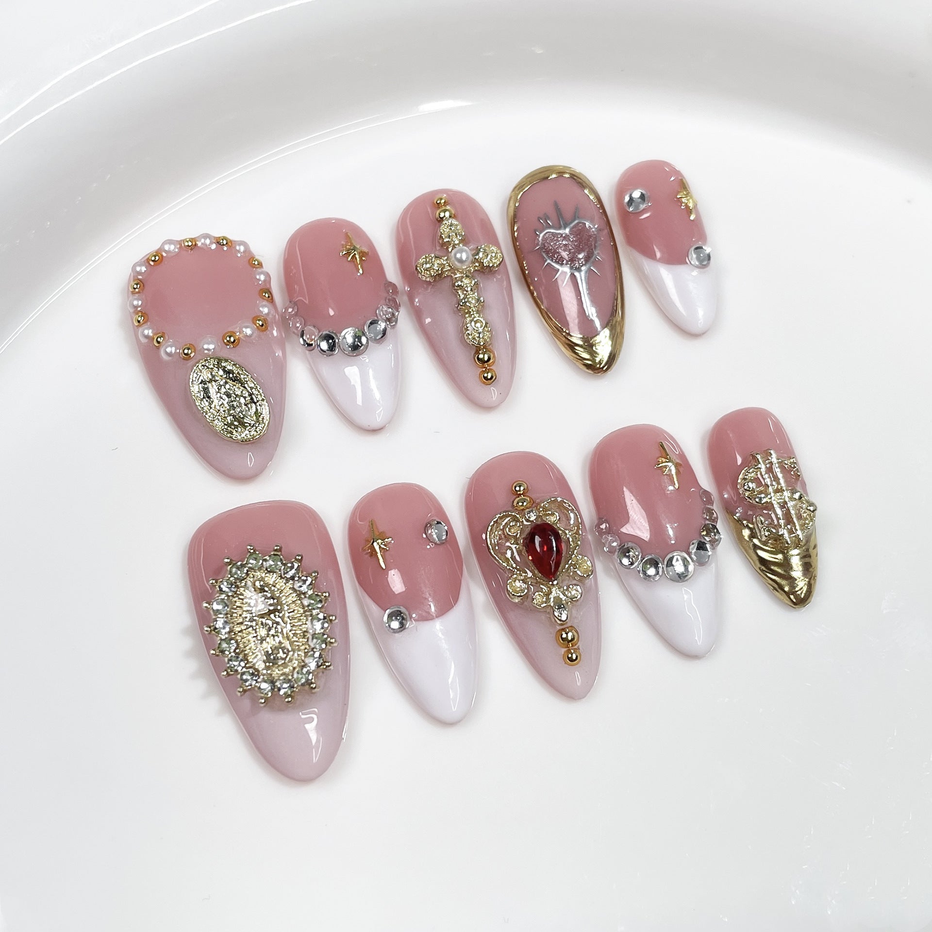 Royal Charm Cross Series Press-On Nails