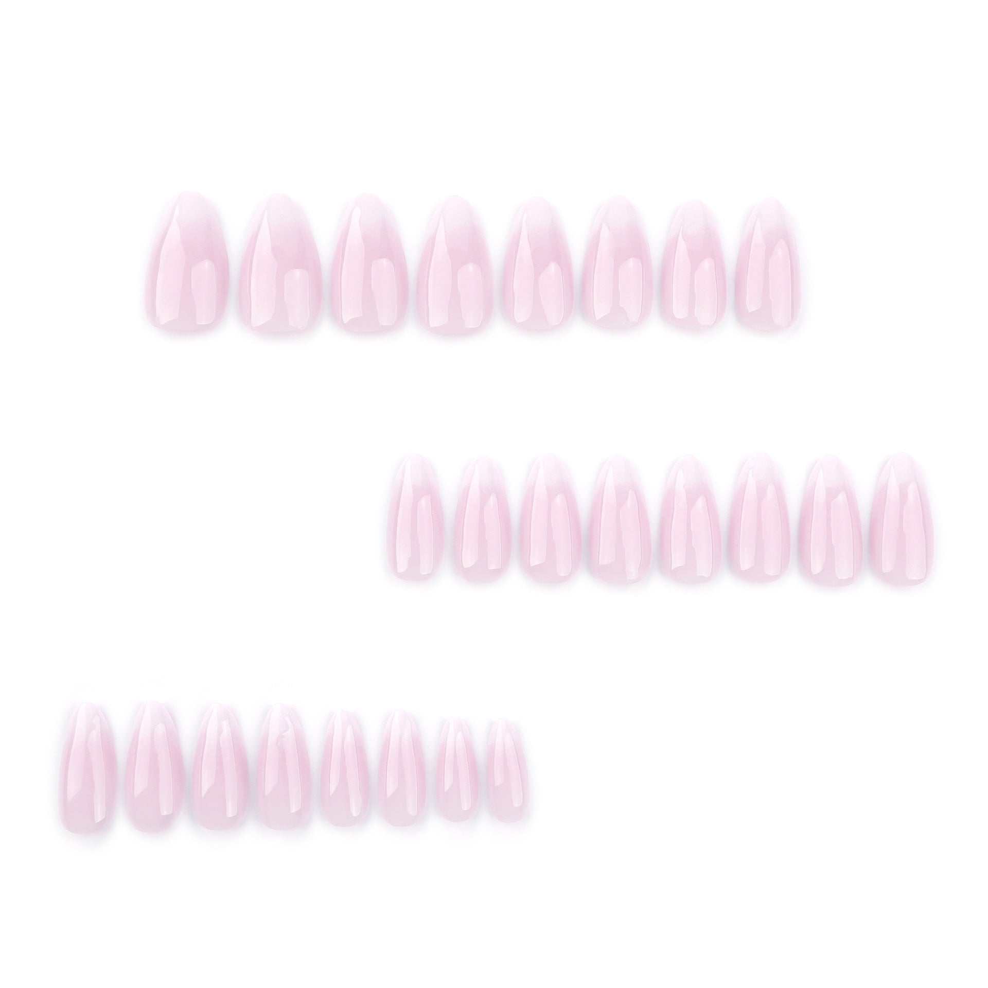 粉白漸層可穿戴甲片｜極簡短款杏仁形，可重複使用，批發｜365nails