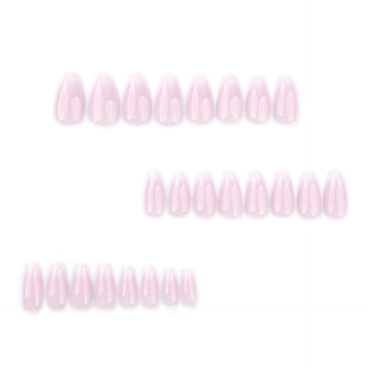 Pink and white gradual change wearable nail piece minimalist detachable nail art short almond repeatable wearable nail art wholesale｜365nails