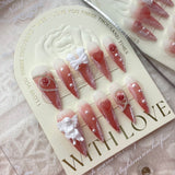 Rose Angel Baroque rose plaster handmade press on nails new high-end removable | 365nails