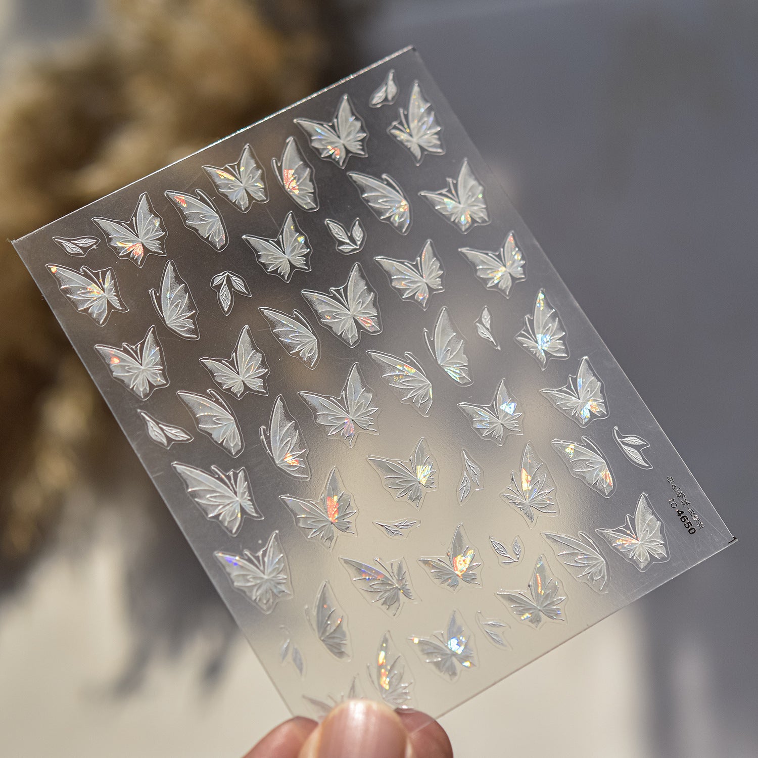 Iridescent Butterfly Collection: "Holographic Flutter" – 3D Embossed Nail Sticker