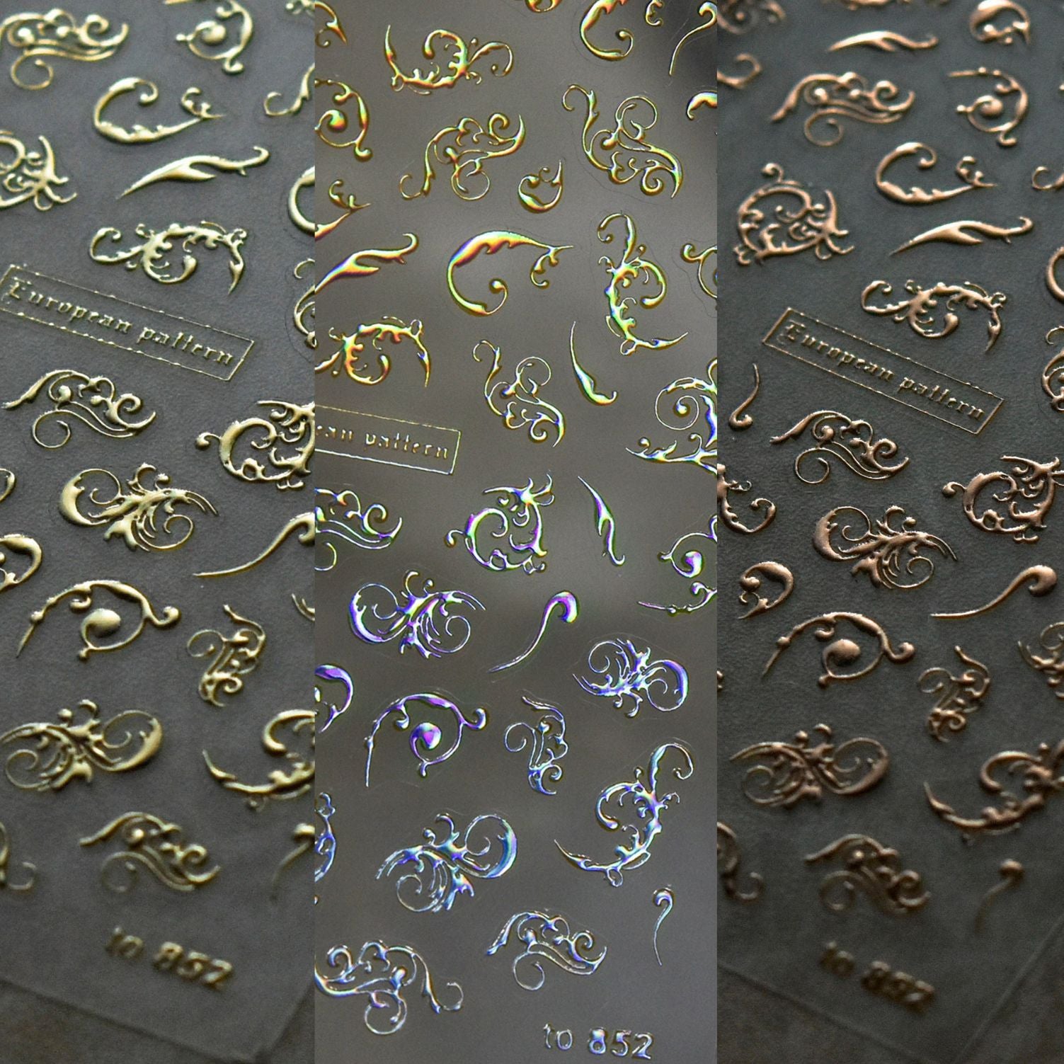 365nails: 「玫瑰金歐式巴洛克捲草」— 美甲貼紙