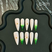 365nails: "Murmure du lotus" – Ongles 3D floraux, fait main, forme stiletto