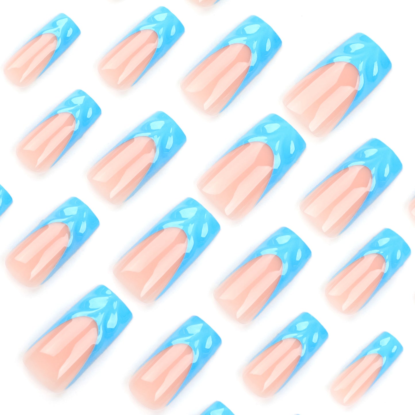 French blue repeatable nail piece finished product 3D press-on nails nail piece fake nail wholesale press on nail｜365nails