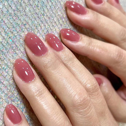 Factory direct sales of 24 pieces of manicure classic solid color wearable nail film short wearable removable nail film wholesale｜365nails