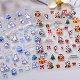 Original Snowflake Unicorn Nail Art Sticker 5D Embossed Three-dimensional Christmas Pony DIY Nail Sticker Ornament AA