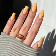 黃色成品短款芭蕾形穿戴甲貼片 批發｜365nails