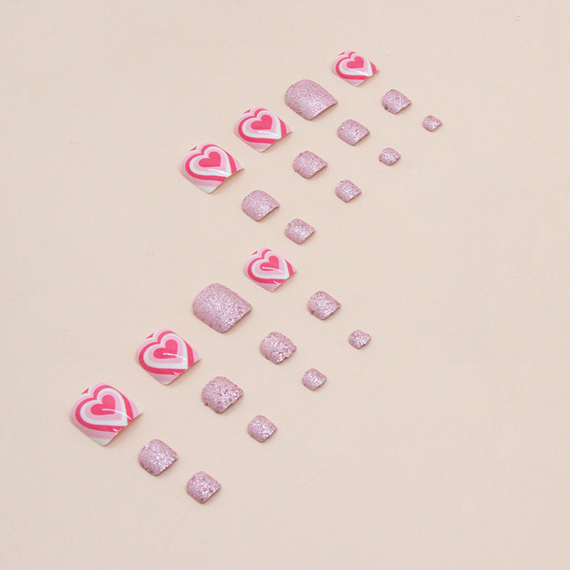 粉色閃耀 滿甲款 穿戴甲 可穿戴成品 可愛風 甲片 批發｜365nails