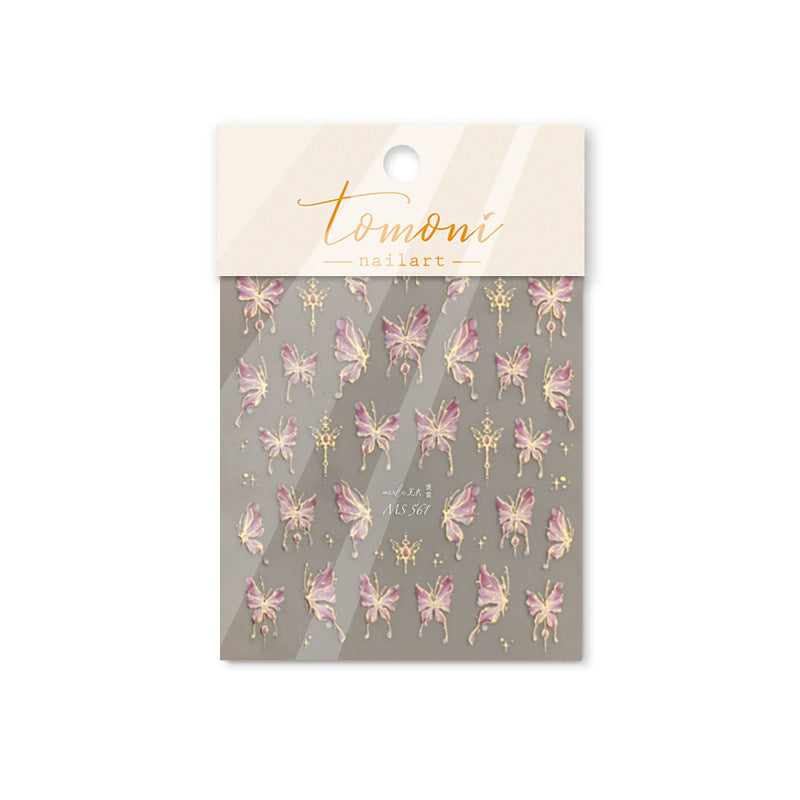 365nails: "Papillon Holographique Rose" – Autocollants pour ongles délicats