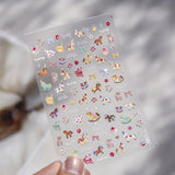 Embossed Festive Nail Stickers – Rocking Horse & Lucky Charm Set