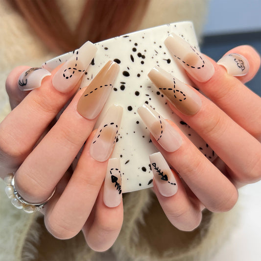 Simple line treaty manicure nail sticker cute cartoon   manicure piece ballet  finished product wholesale｜365nails