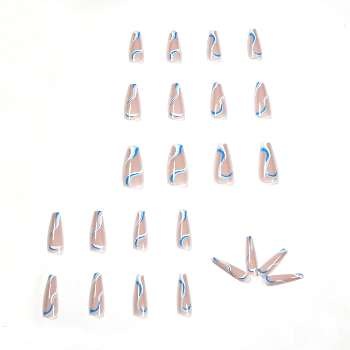 藍白波浪線 可拆式指甲貼片｜365nails