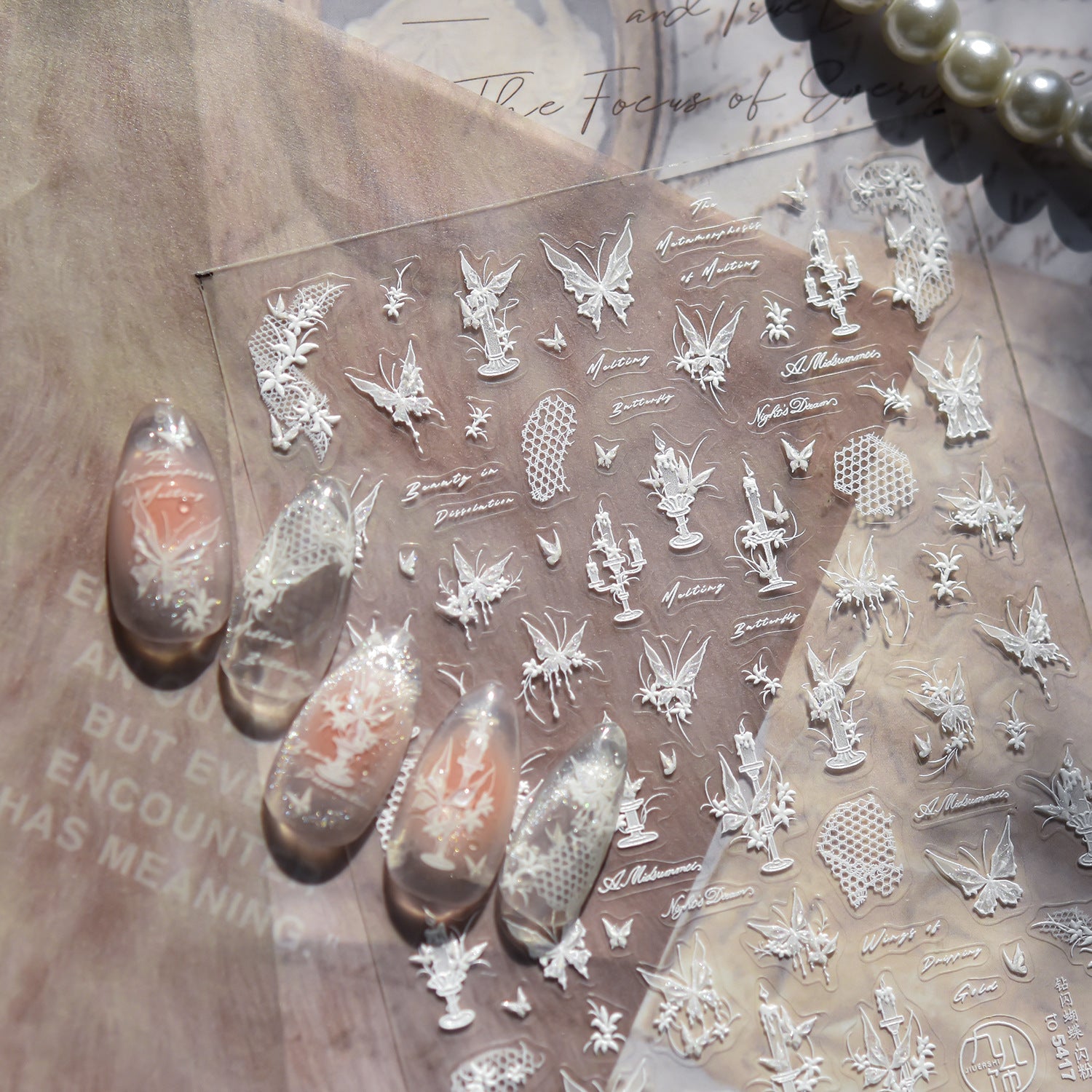 Vintage Candelabra Collection: "Gilded Candlelight" – 3D Metallic Nail Sticker