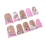 Duck bill nail ice transparent three-dimensional carving sweet French Handmade Press-on Nails source factory wholesale｜365nails