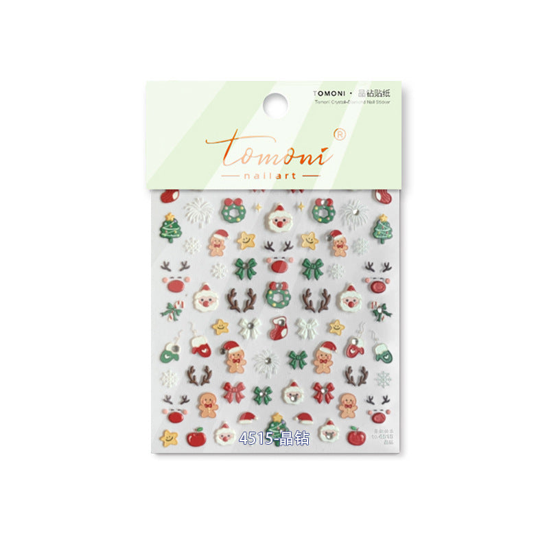 Christmas Snow Globe & Crystal Accent Nail Sticker Set – "Winter Wonderland Snow Globe"