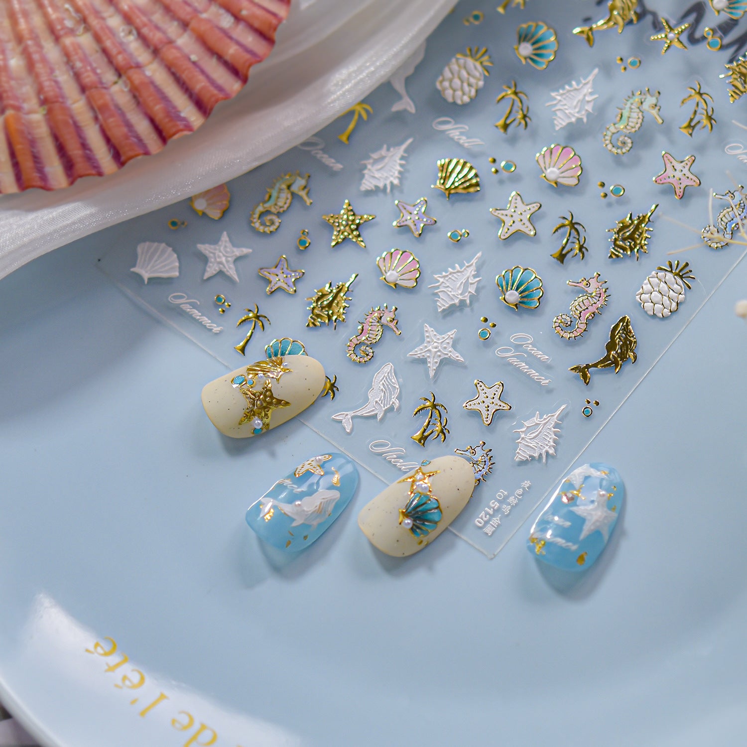 Ocean Treasures: "Seaside Glow" – 5D Metallic Nail Sticker