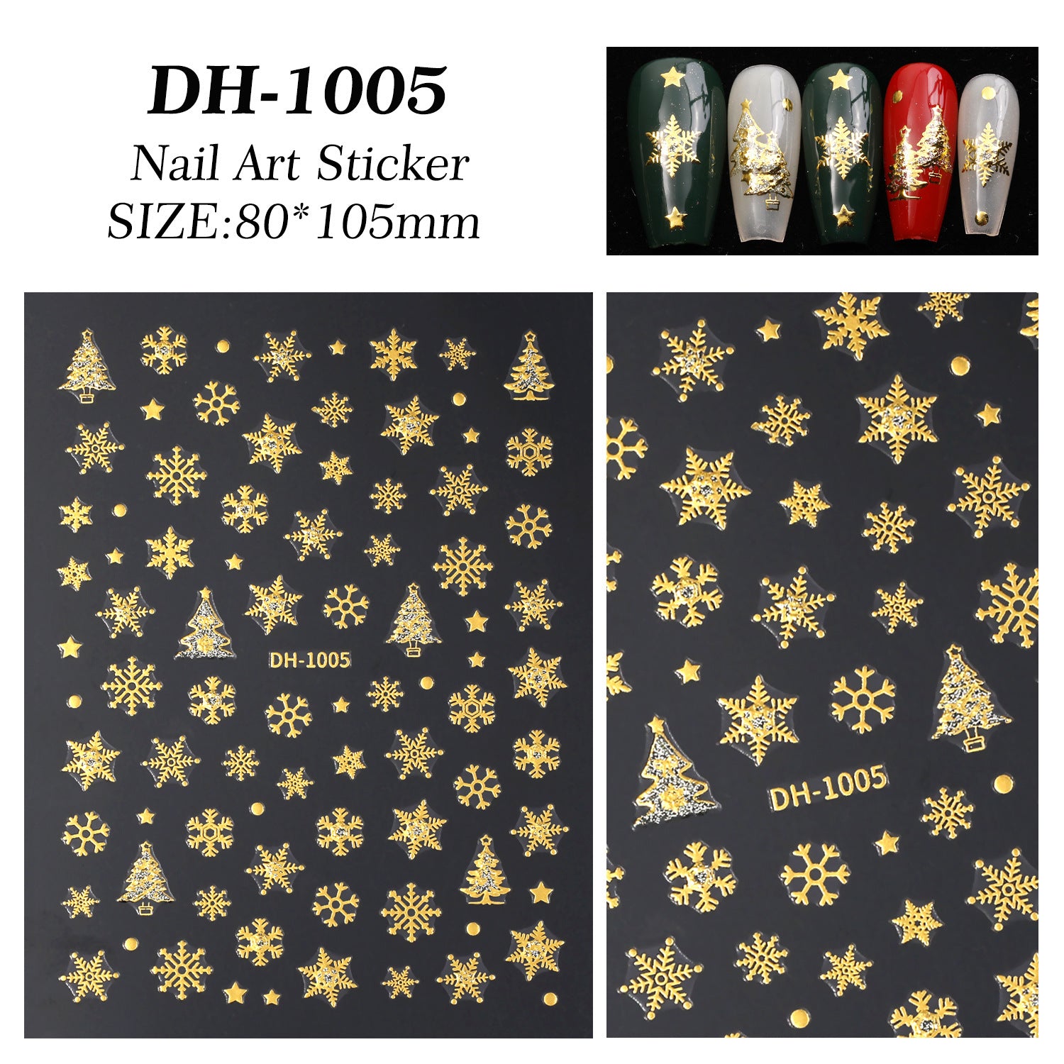 Bronzing glitter christmas nail art sticker flat adhesive snowman christmas DIY nail sticker jewelry DH
