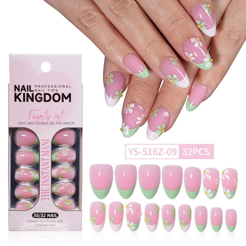 "Spring Daisy French" - Floral 32Pcs Press-On Nails Set