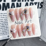 Handmade Press-on Nails Autumn and Winter New cat eye  Ice Through Pile Diamond Wearable s｜365nails