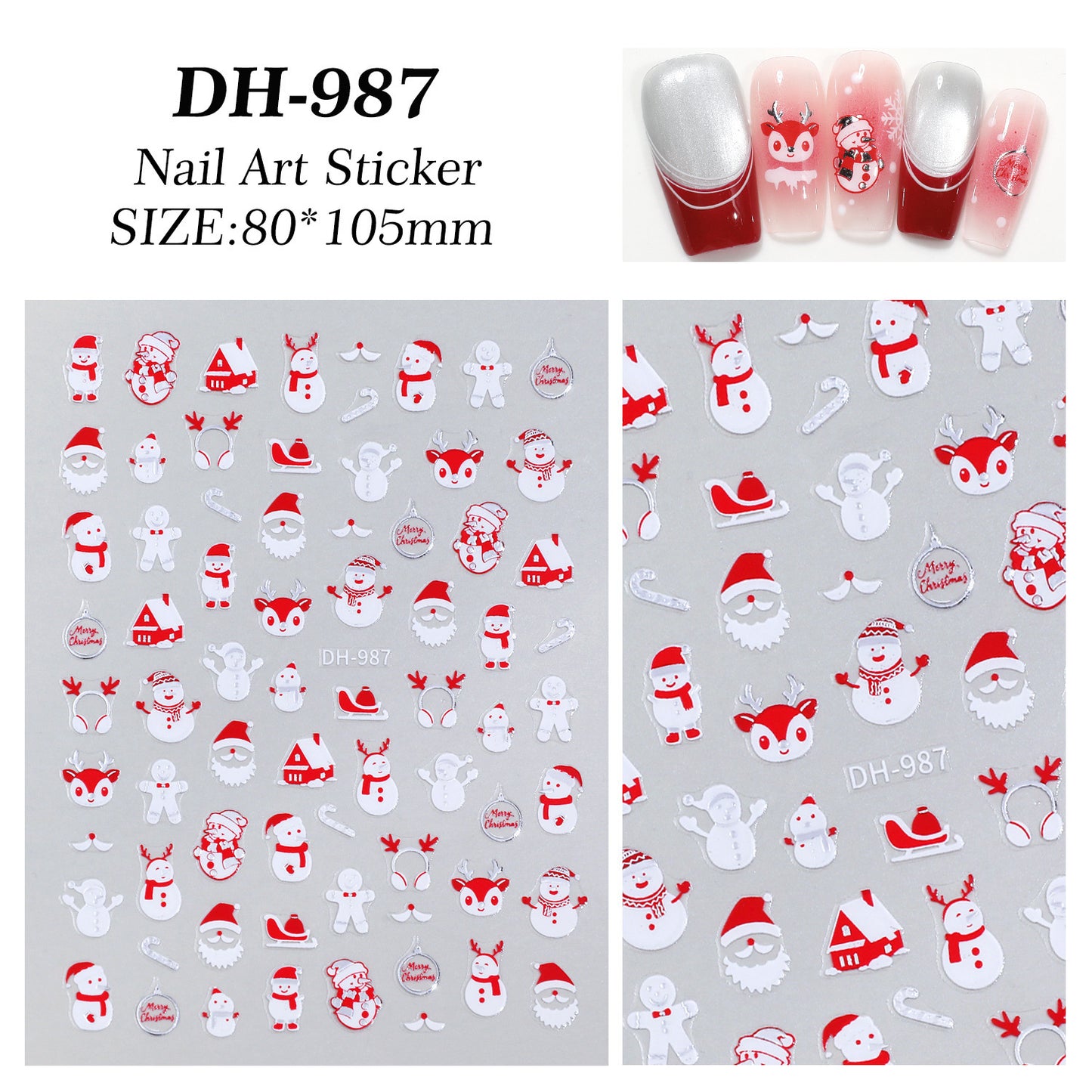 Cute Christmas Snowman Nail Art Sticker Flat Adhesive Christmas Snowman Little Penguin DIY Nail Sticker DH