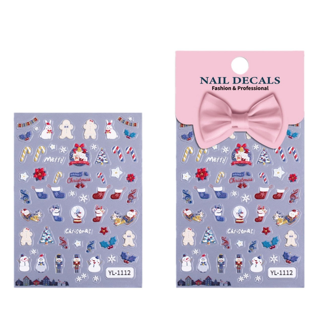 Christmas themed nail art sticker 5D relief three-dimensional cute snowman DIY Christmas nail sticker jewelry YL