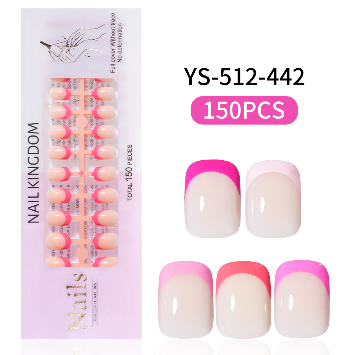 Pontas de unhas Unhas postiças francesas de cinco cores Produto acabado Unhas postiças nuas Unhas falsas sem marcas e avançadas, simples e removíveis, atacado de nail art pré-fabricada (MOQ=3)