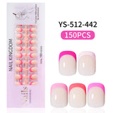 Nail Tips Press on nails French five-color finished product Naked fake nails Traceless advanced simple removable prefabricated nail art wholesale