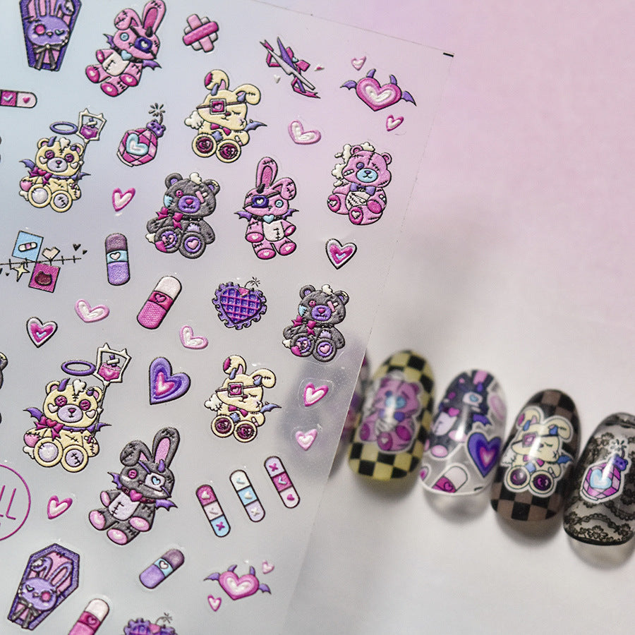 Dark Kawaii Plushies – Y2K Nail Art Set