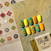 Ethnic Tile Floral – 5D Embossed Artistic Accent Set
