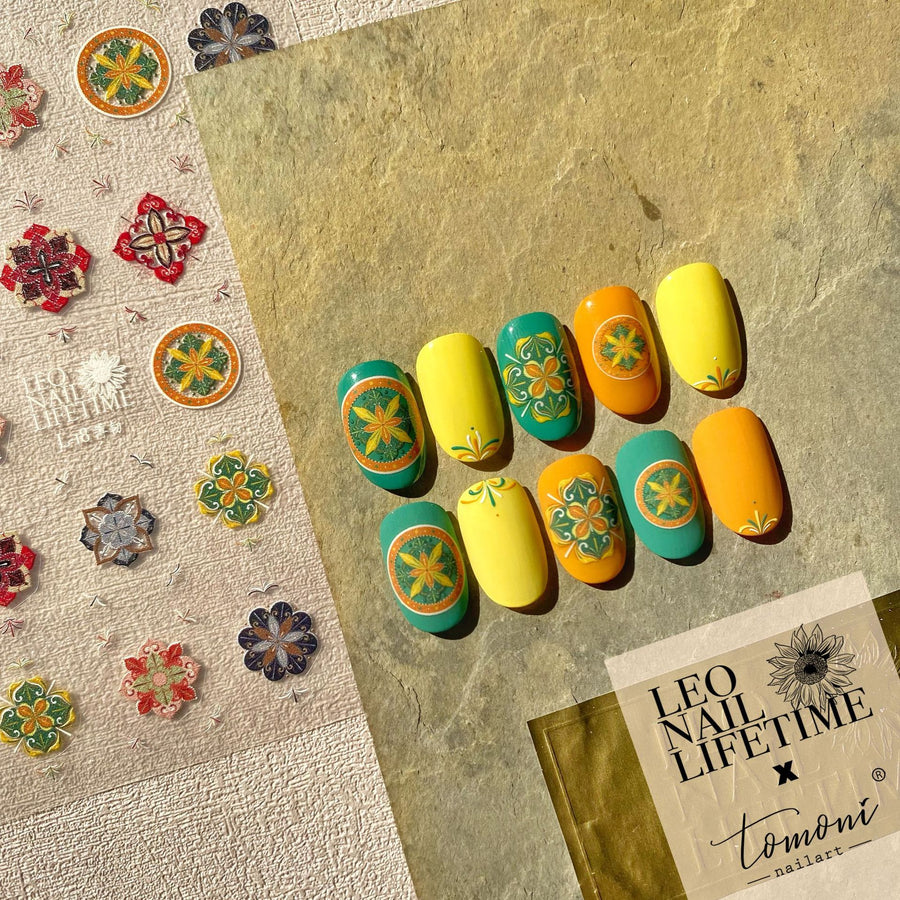 Ethnic Tile Floral – 5D Embossed Artistic Accent Set
