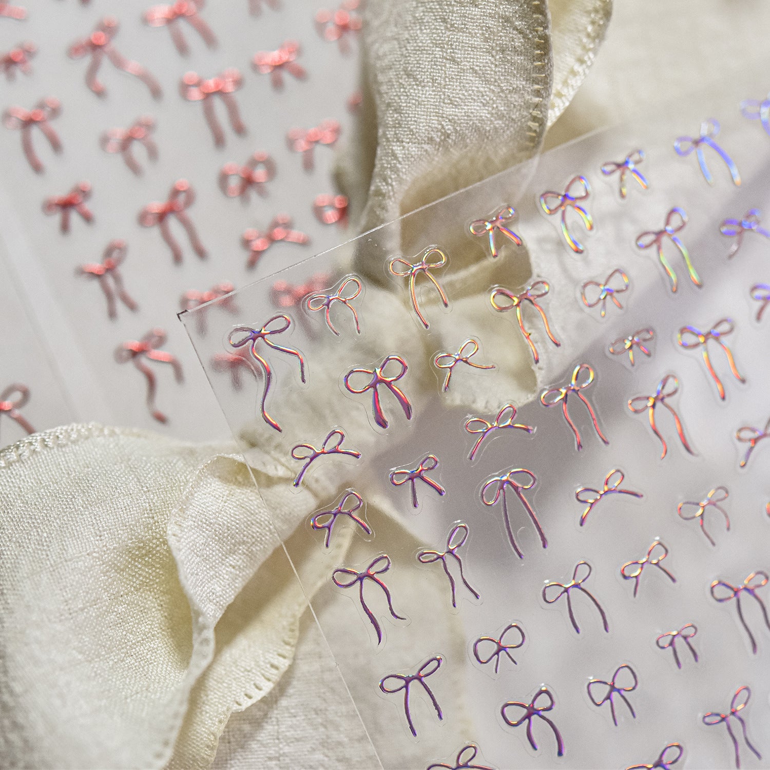 Mini Bow Collection: "Red-Gold Ribbon" – 3D Metallic Nail Sticker