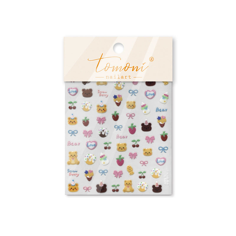 Strawberry Bear Party – Cute Embossed Nail Art Set