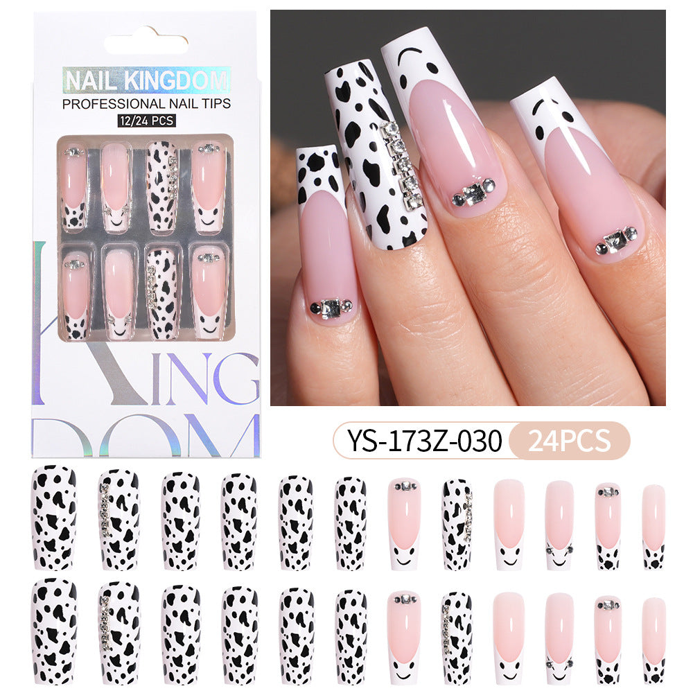 Press on nails fake nail patch extension nail Spice Girl medium rectangle removable 24 pieces with drill manicure