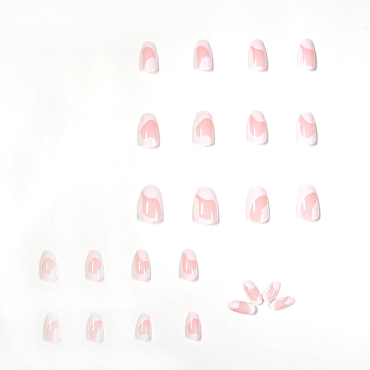 Série simples unha francesa branca prensada unha postiça unha removível peça de unha ｜365nails