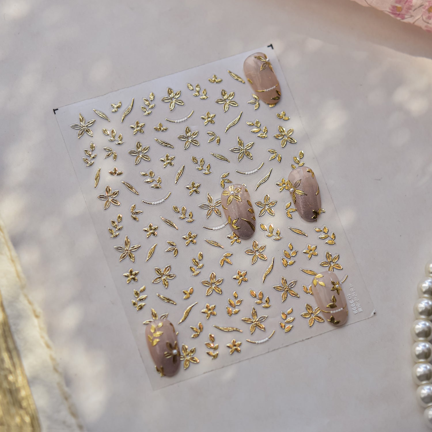 Golden 3D Floral Collection: "Luxury Petal" – 3D Embossed Nail Sticker