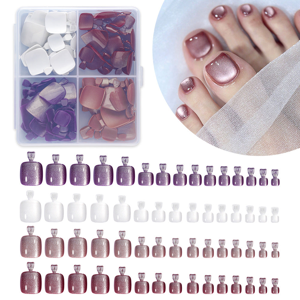 高階貓眼閃光穿戴式腳趾甲 120片 可拆式預製美甲貼片 (MOQ=3)
