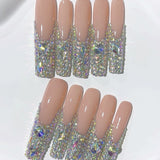 Nude AB Crystal Full Rhinestone Press On Nails