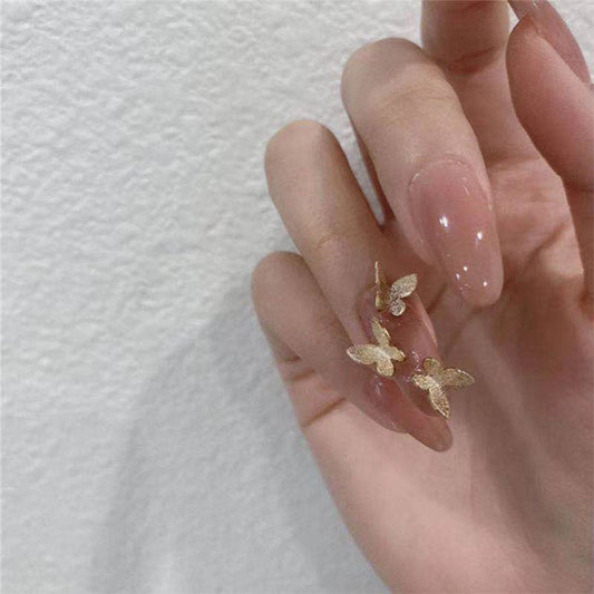 Dark pink nude butterfly  art finished fake nail nail art nail piece｜365nails