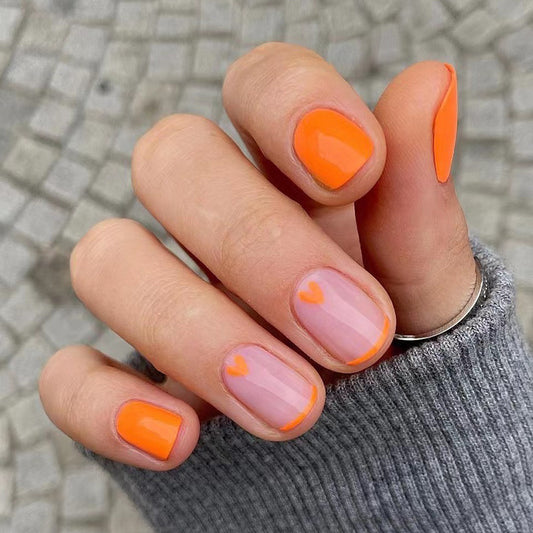 French Love Press on nails Orange Orange nails ｜365nails