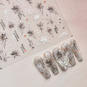 365nails: "Poesia Floral Lavada com Tinta" – Adesivos de Unha Orientais