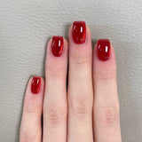 30 pieces burgundy solid color flash cat eye square short press-on nails