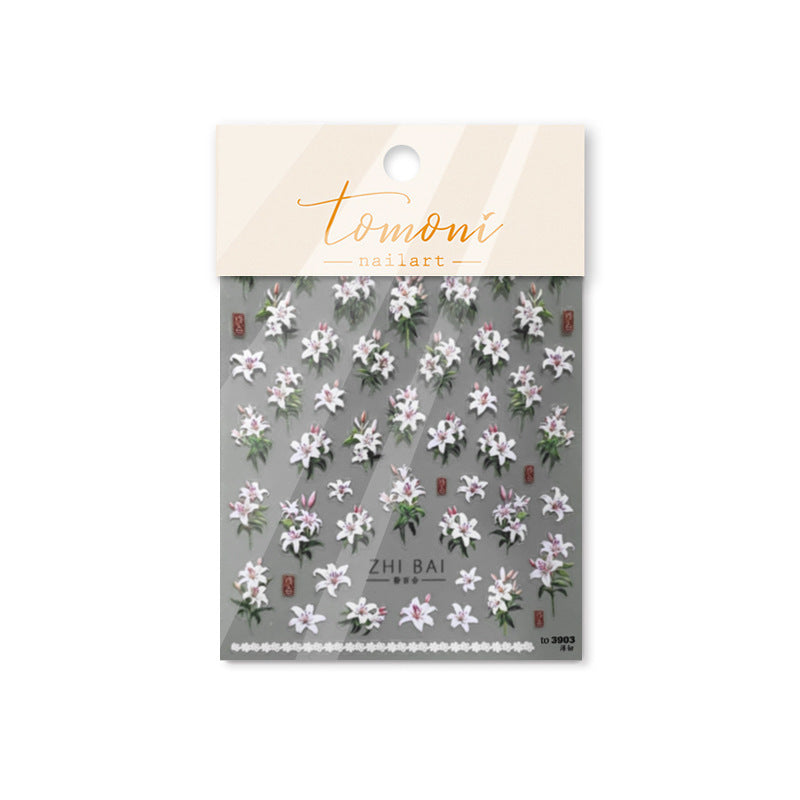 365nails: "Embossed White Lily" – Nail Art Stickers