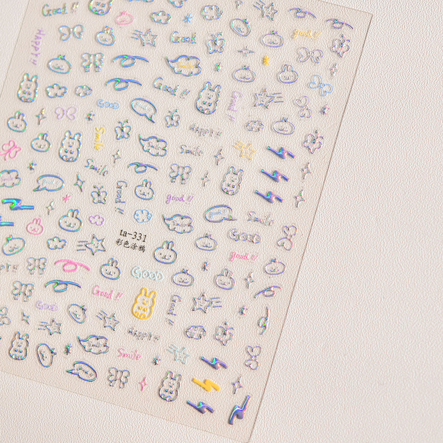 Pastel Doodle Mix – 5D Embossed Cute Nail Art Set
