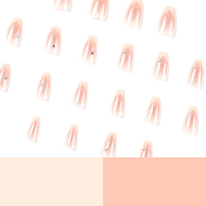 Unhas brancas com cruz francesa, glitter prateado e strass, adesivo para unhas vestível, produto final para arte em unhas vestível｜365nails